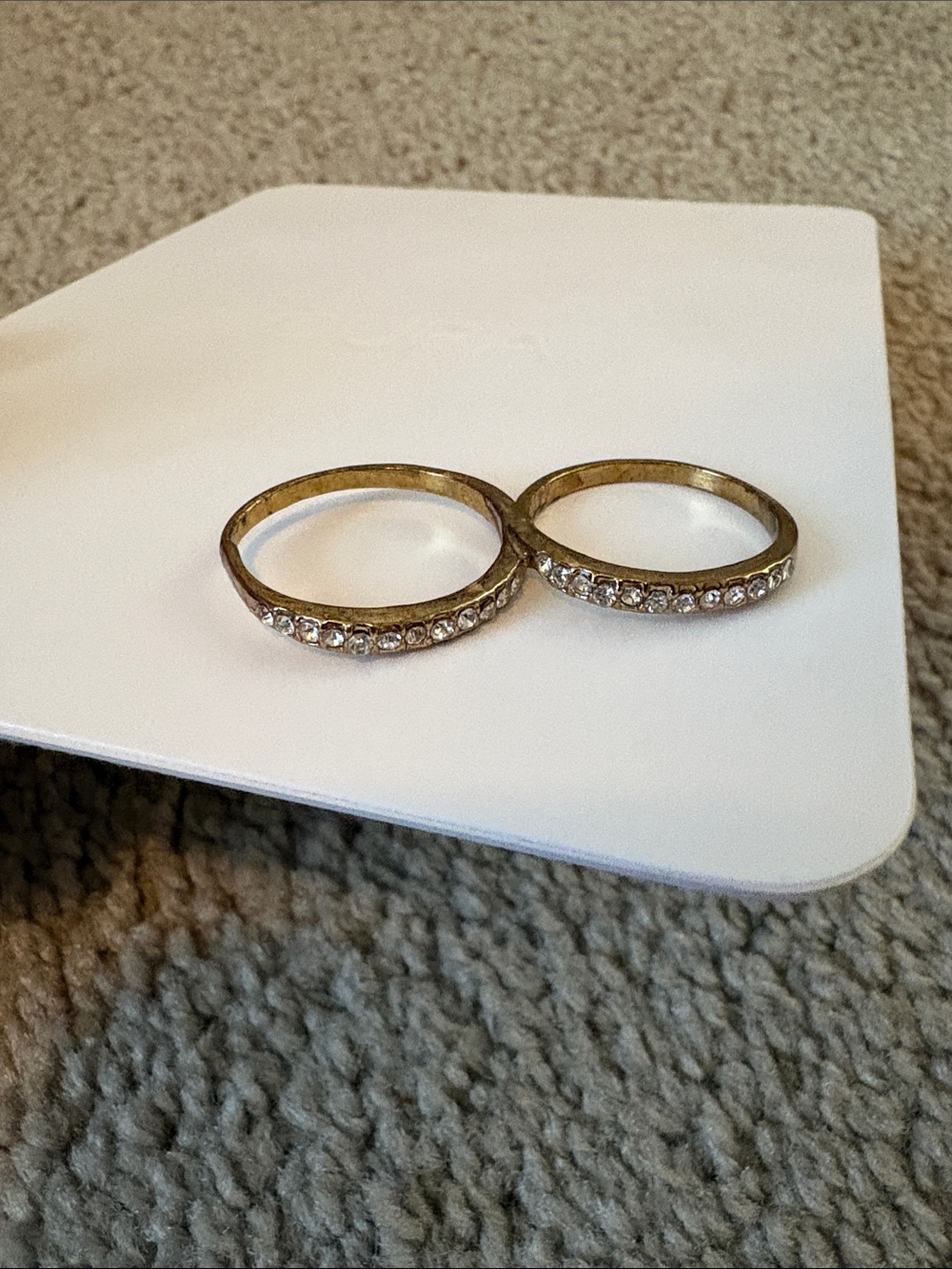 Gold-Tone Rhinestone Double Ring